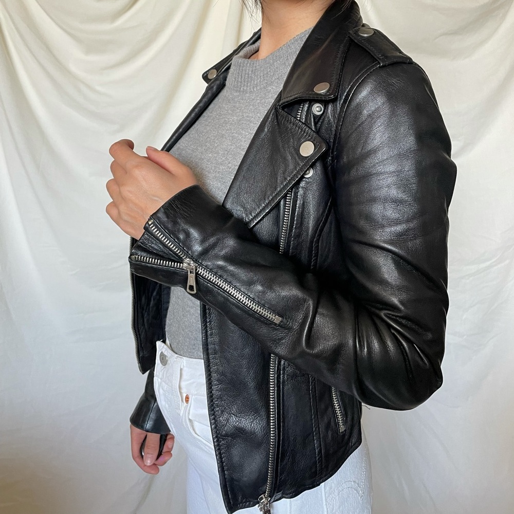 Zara Real Leather Moto Jacket